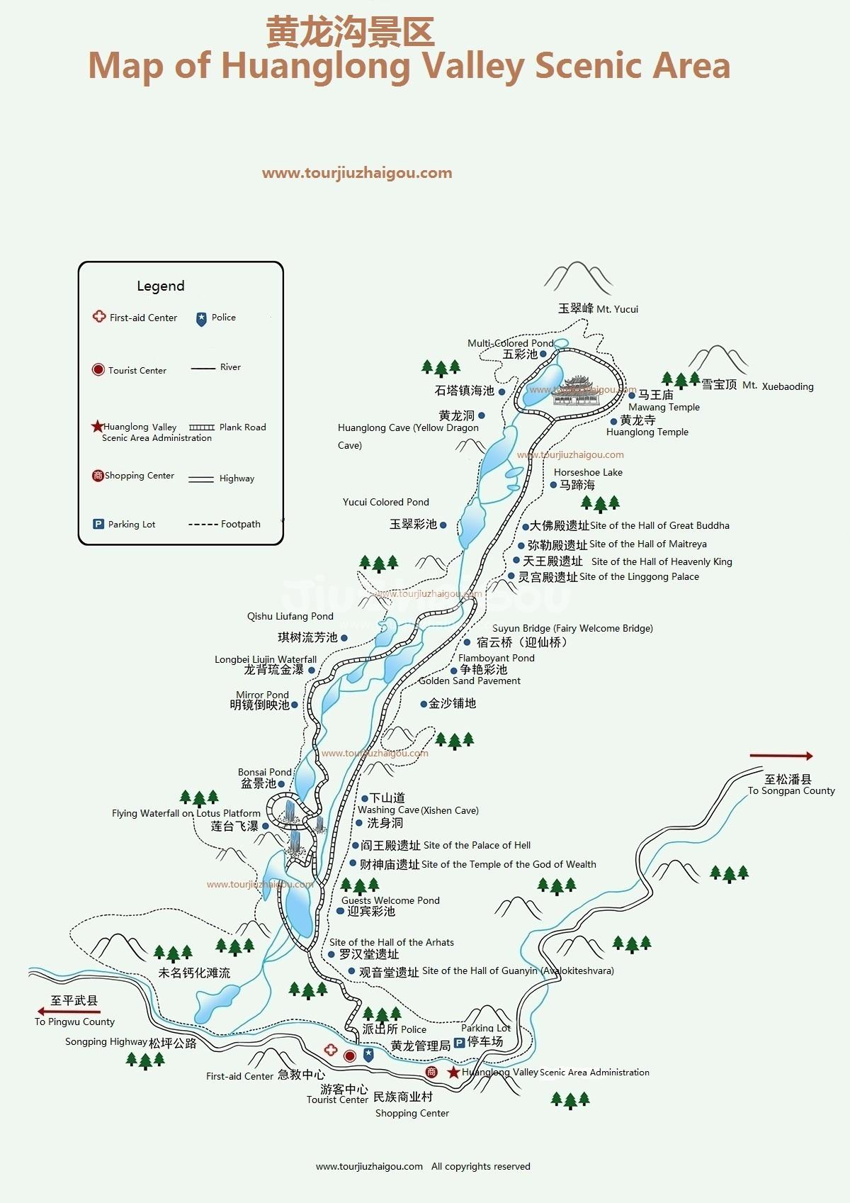 Map of Huanglong Valley 