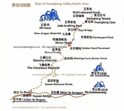 Map of Huanglong Valley Scenic Area