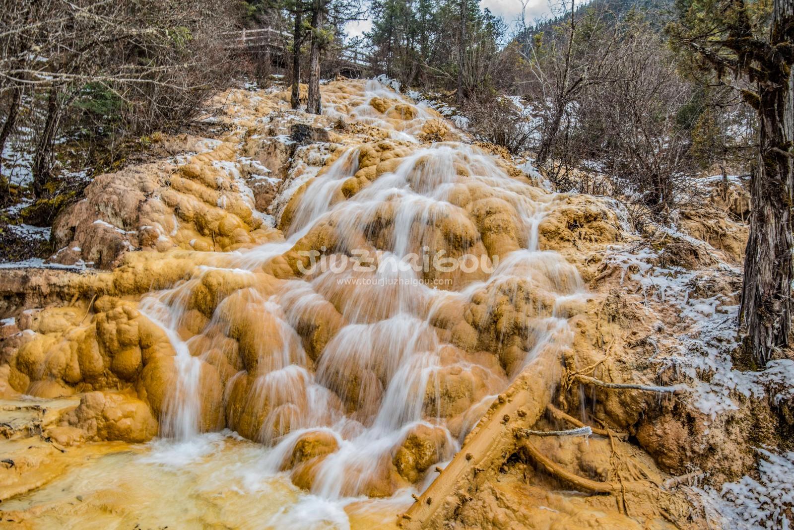 The Flying Waterfall on Lotus Platform in Yellow Dragon Valley