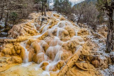 The Flying Waterfall on Lotus Platform in Yellow Dragon Valley