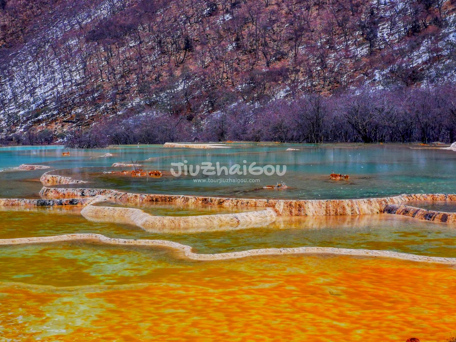 the Multi-colored Pools in Huanglong Valley