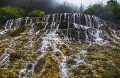The Calcareous Waterfall in Yellow Dragon Valley