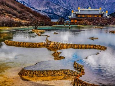 the Multi-colored Pools in Huanglong Valley, Sichuan
