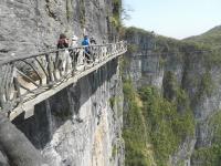 Plank Road Built along a Cliff in Tianmen Mountain