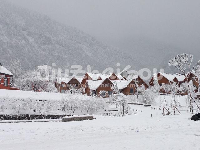 Snow-covered Lodge in Xiling Snow Mountain